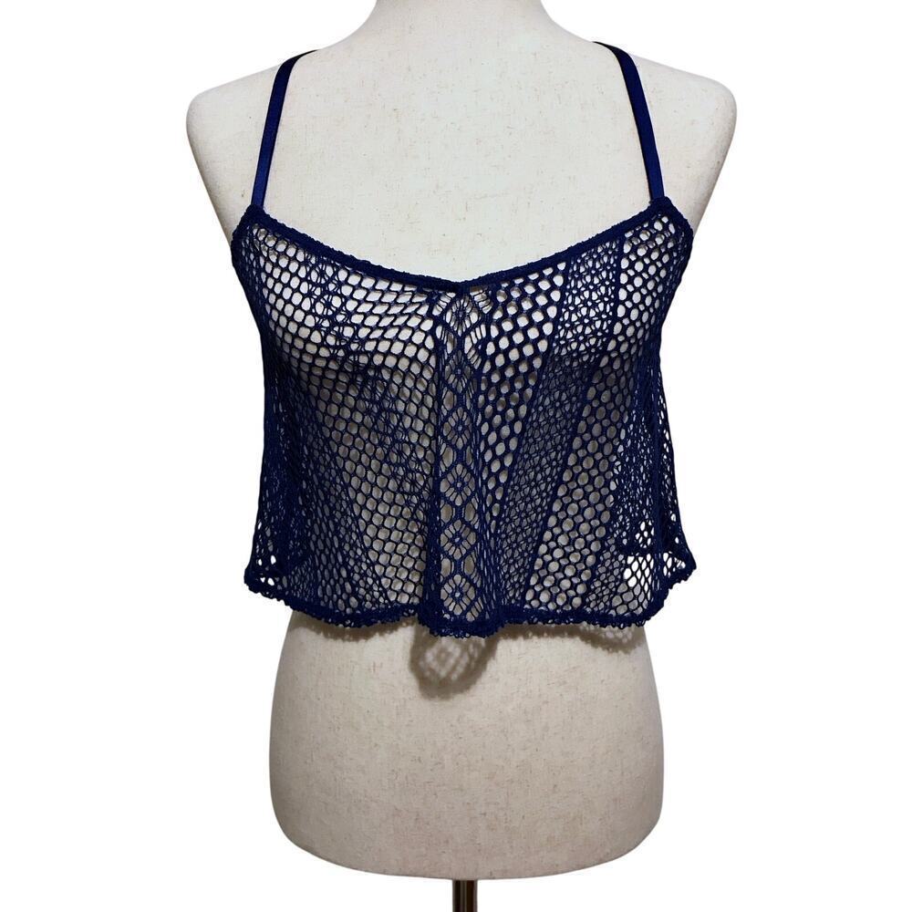 Victoria's Secret NWT Crochet Blue Cropped Top Women S